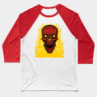 Flaming skull Baseball T-Shirt